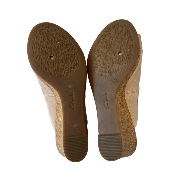 Clark's Collection Lafley Wave Leather Wedge Sandals Women's Size 7B Blush - Picture 5 of 7